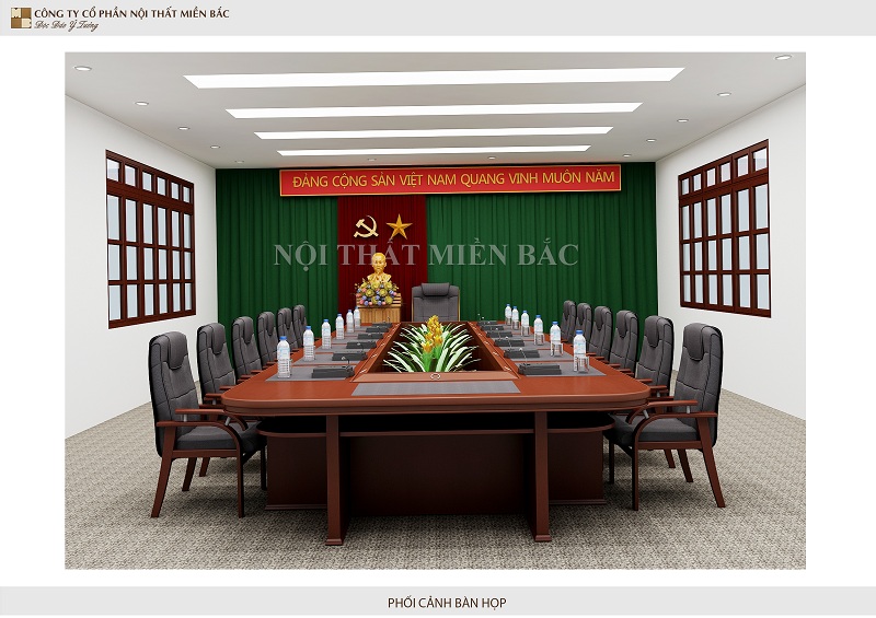 Mẫu thiết kế bàn họp cao cấp cho phòng họp cơ quan nhà nước